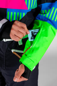 neon color ski suit
