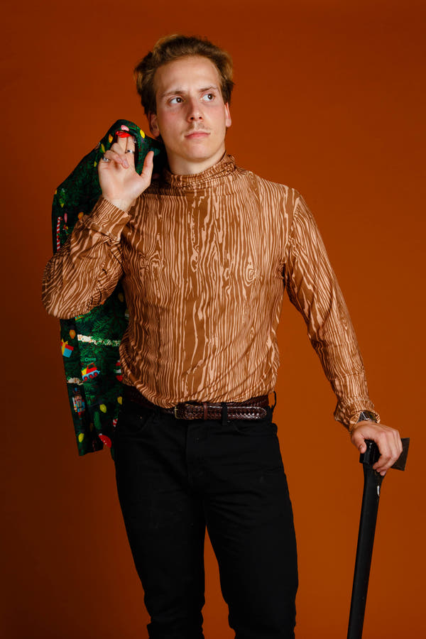 guys wood print christmas turtleneck