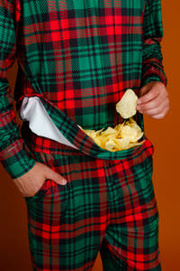 Men's plaid pjs with snack pocket