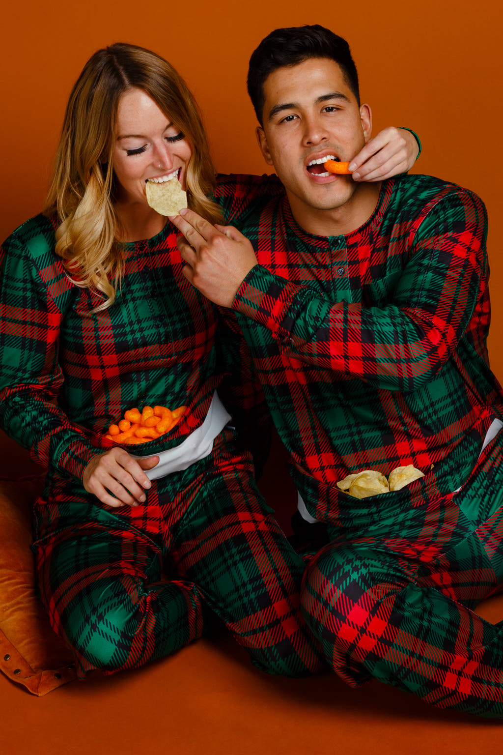 Couple's matching holiday pajamas