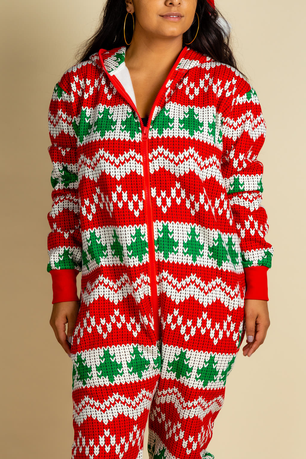 Red and green christmas onesie pjs