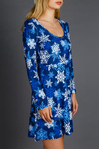 womens blue snowflake christmas dress