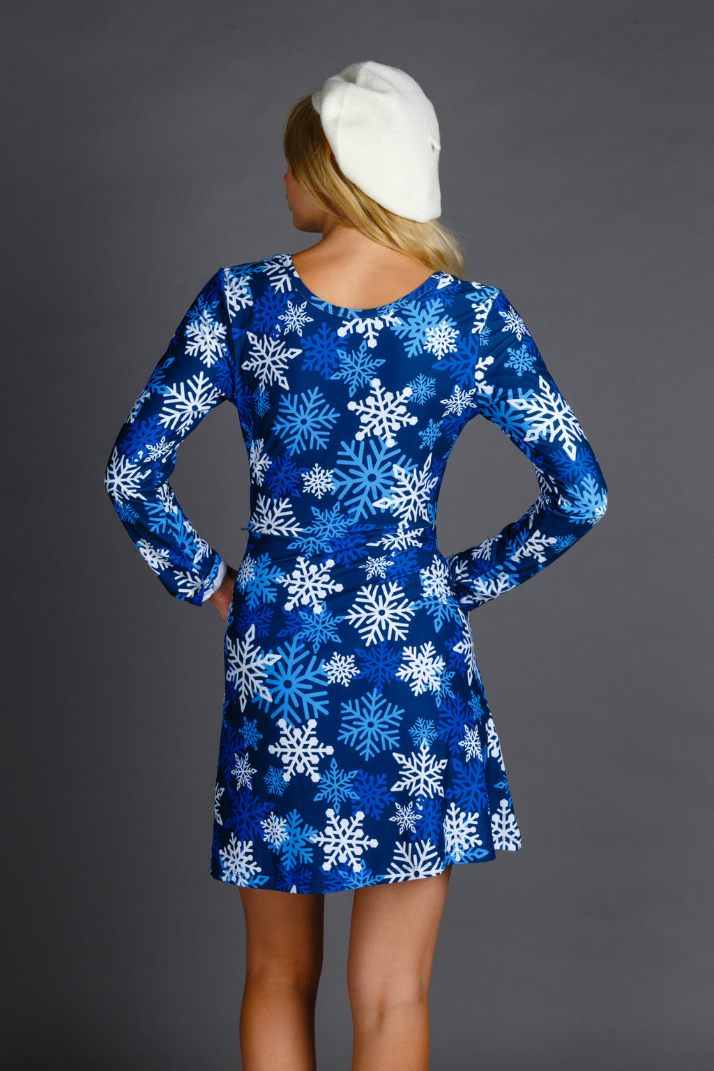 womens blue long sleeve christmas dress