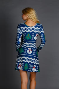 festive blue christmas dress for women