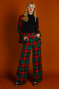 women's plaid high wasted pants