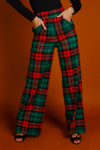 ladies tartan print christmas pants