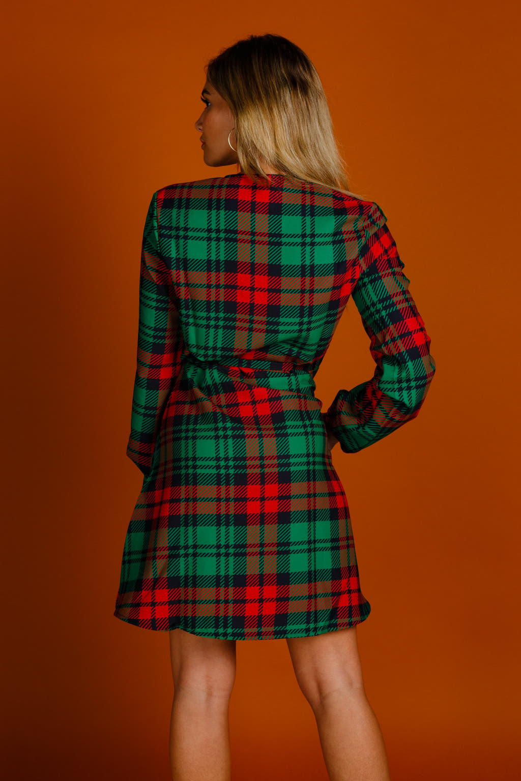 Red and green plaid dress
