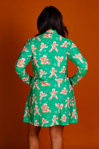 Ladies green gingerbread turtleneck dress