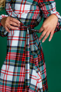 Ladies Red and Green Plaid Christmas Wrap Dress