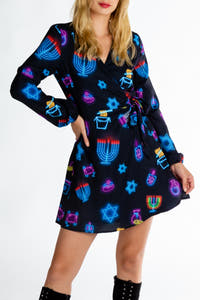 Hanukkah neon wrap dress