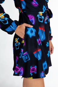 Hanukkah neon wrap dress