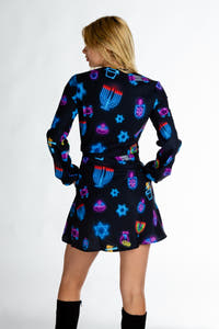 Hanukkah neon wrap dress for ladies