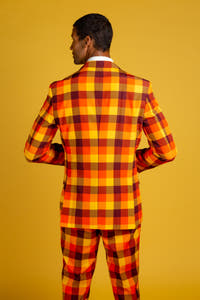 orange yellow and brown suit for men