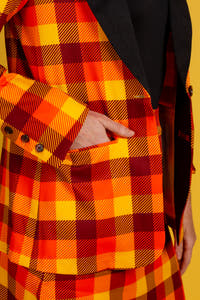 Womens Orange Plaid Thanksgiving Suit