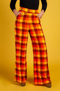 Ladies Orange and Yellow Thanksgiving Plaid Pants