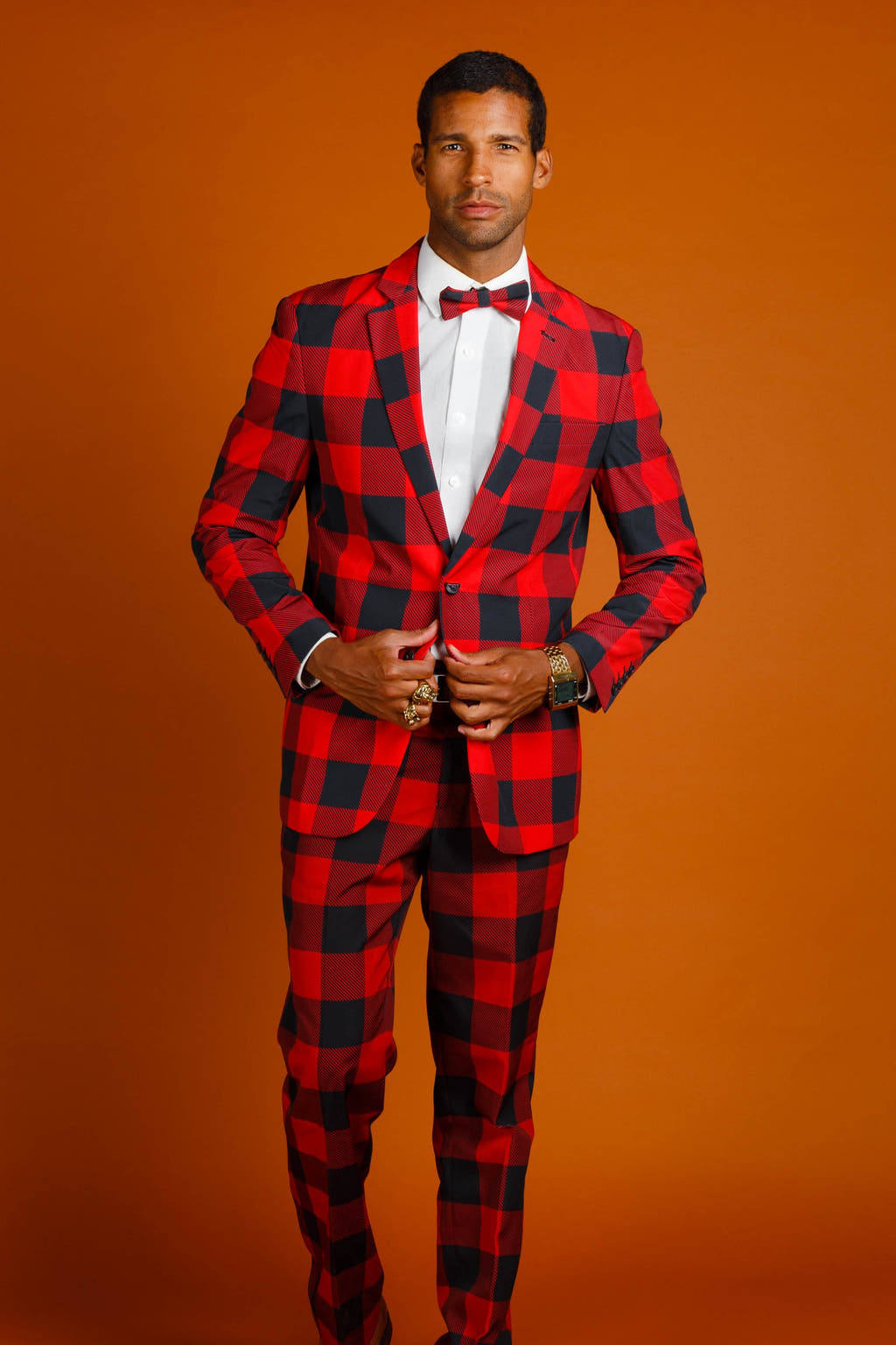 red plaid christmas suit for men