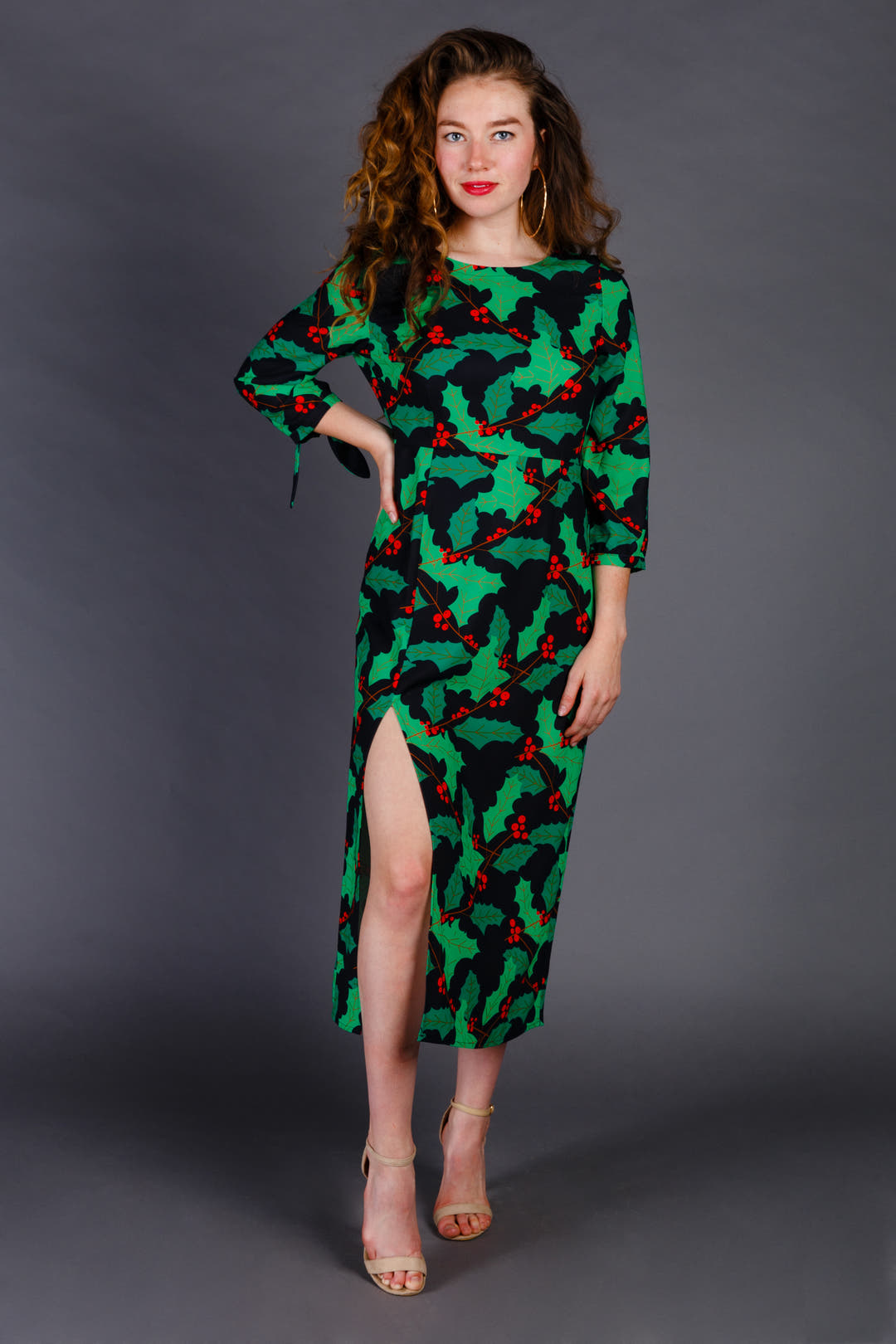 Holly Print Midi Formal Dress | The Deck Yourself Before Your Wreck ...