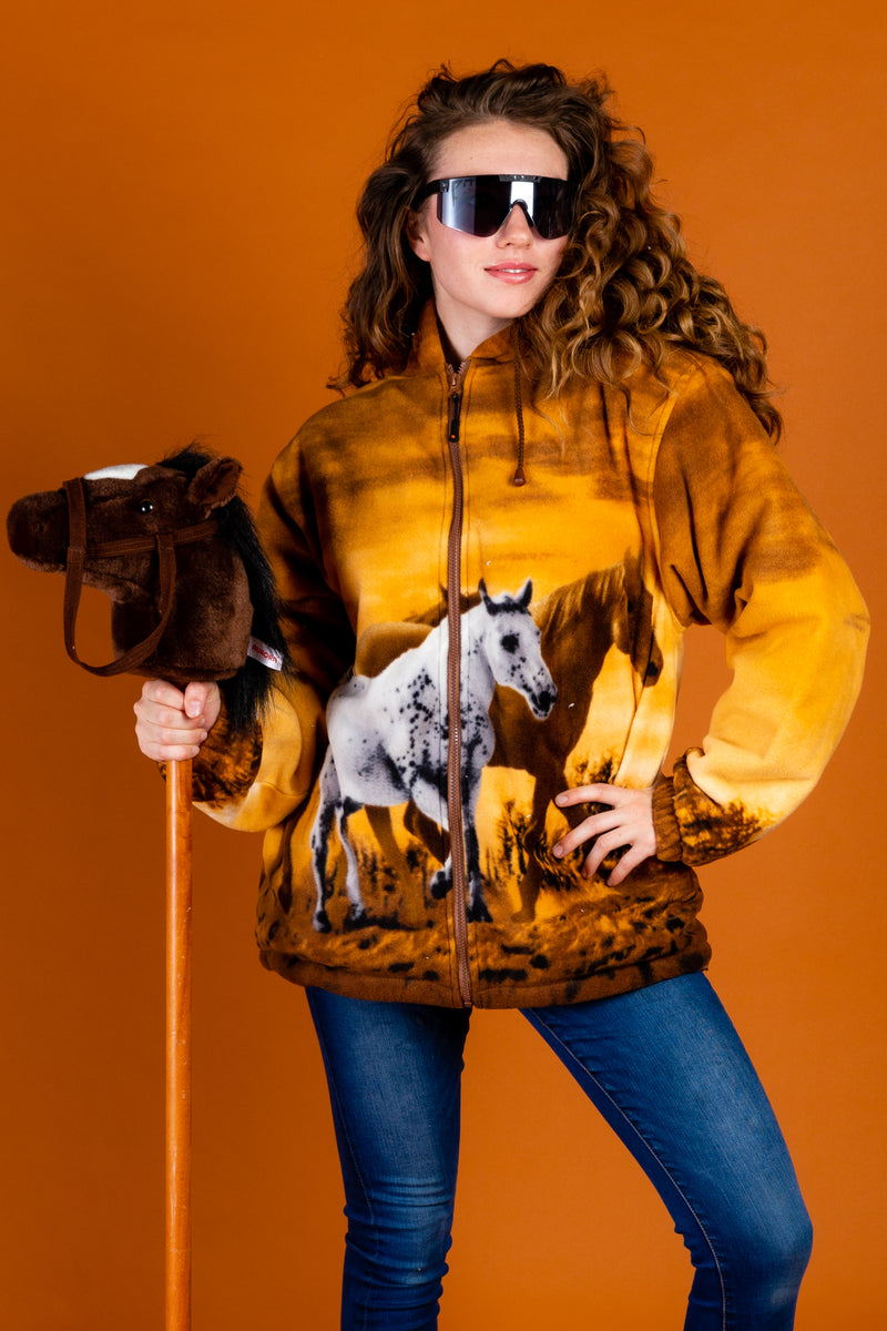 Women's Horse Print Fleece Jacket