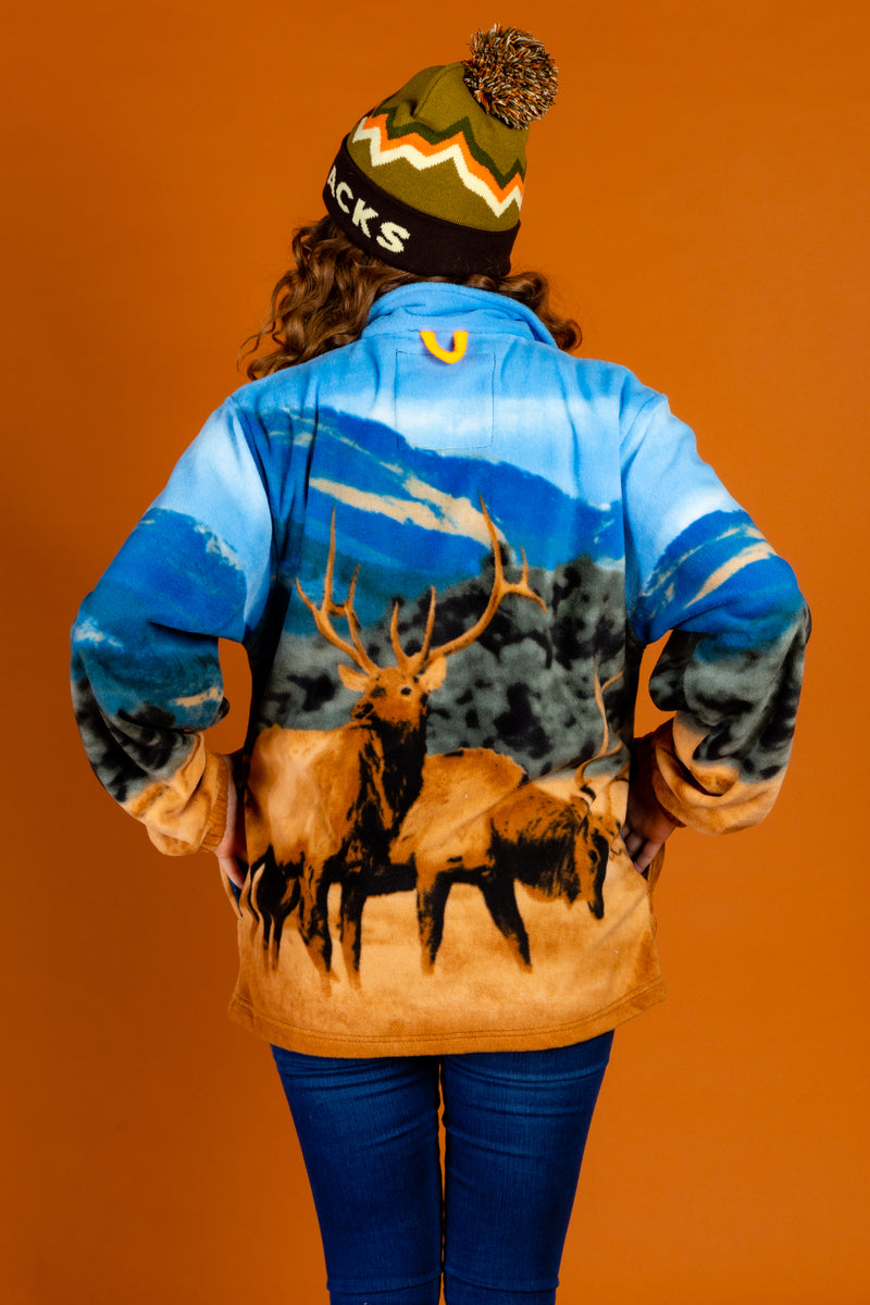 Women's Elk Animal Print Fleece Jacket | The Spirit of The Elk