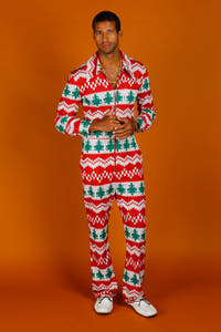 Christmas print flight suit for men