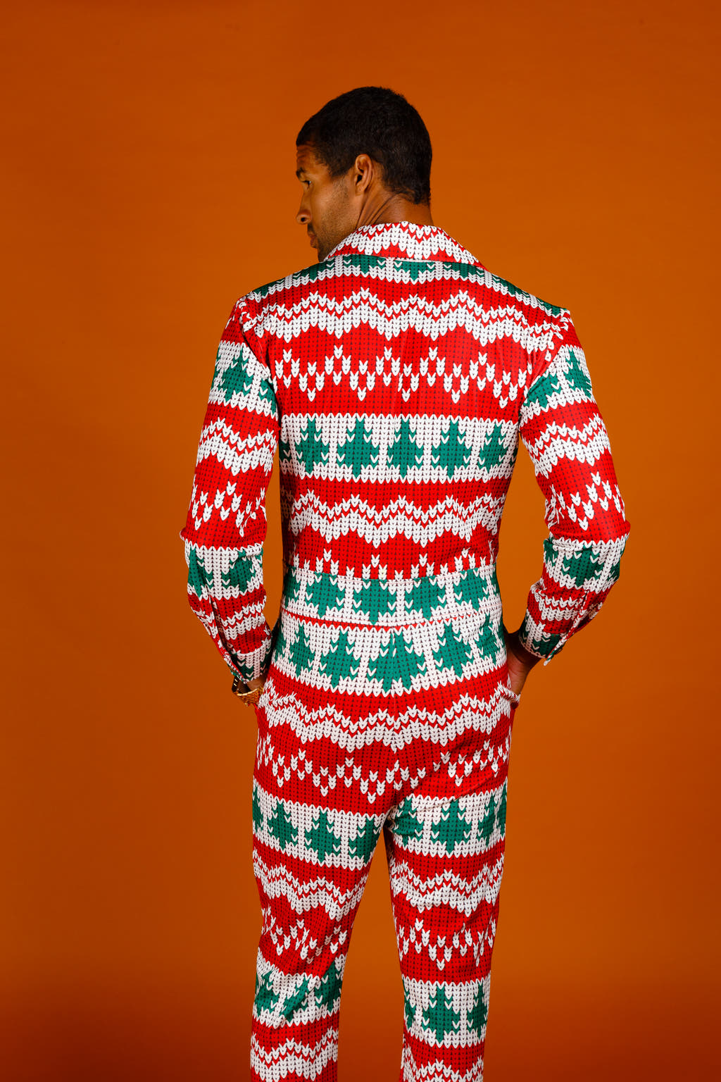 Christmas print big zip suit