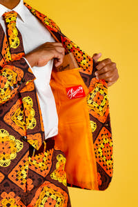 orange crocheted thanksgiving suit for men