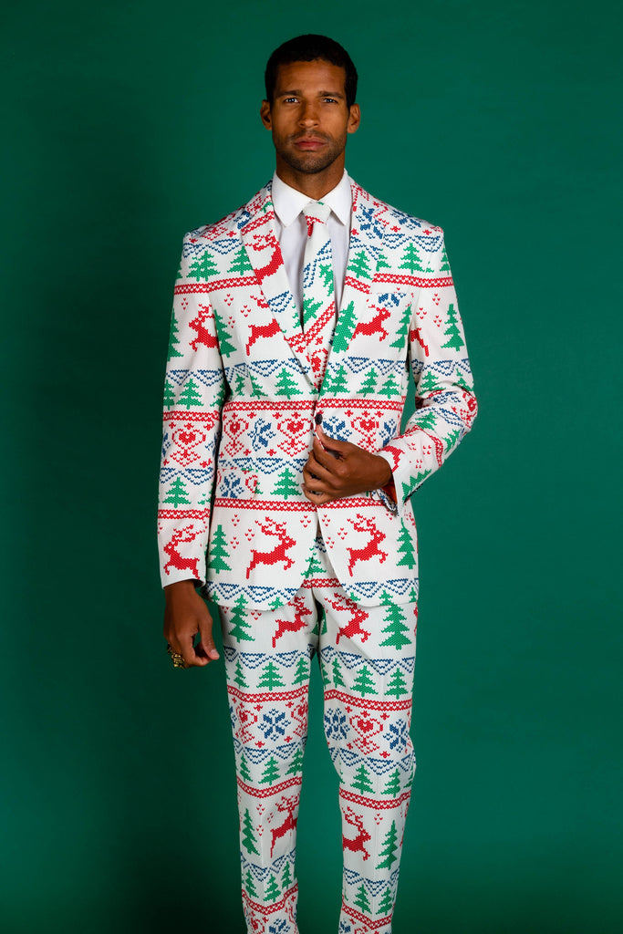 Reindeer Print Christmas Suit | The Offly White Christmas