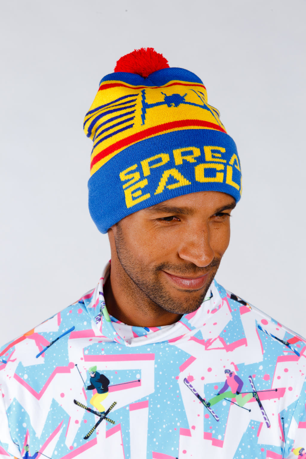 Mens Color Blocked Ski Beanie