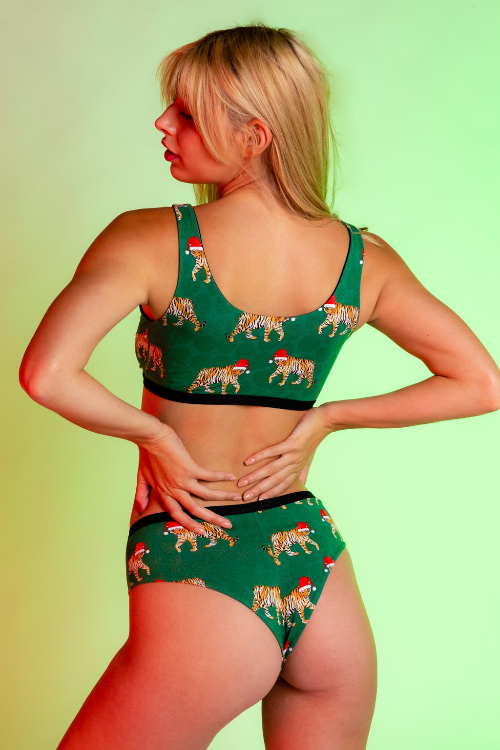 Green christmas tiger print underwear