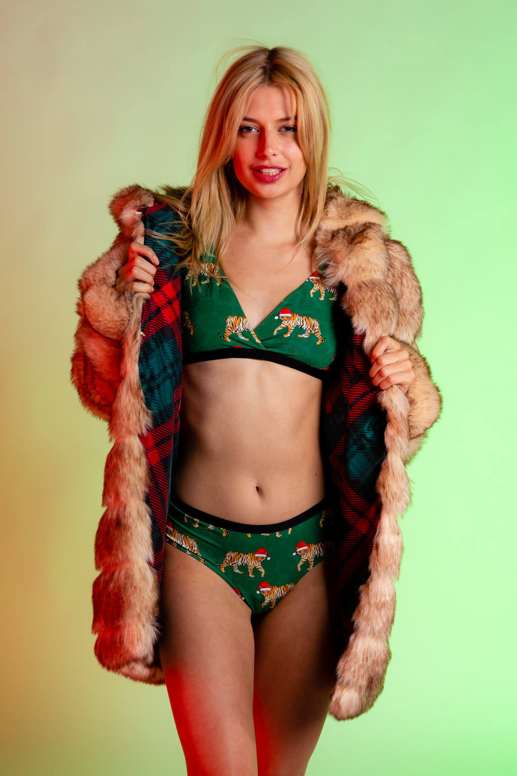 Christmas Tigers green bralette