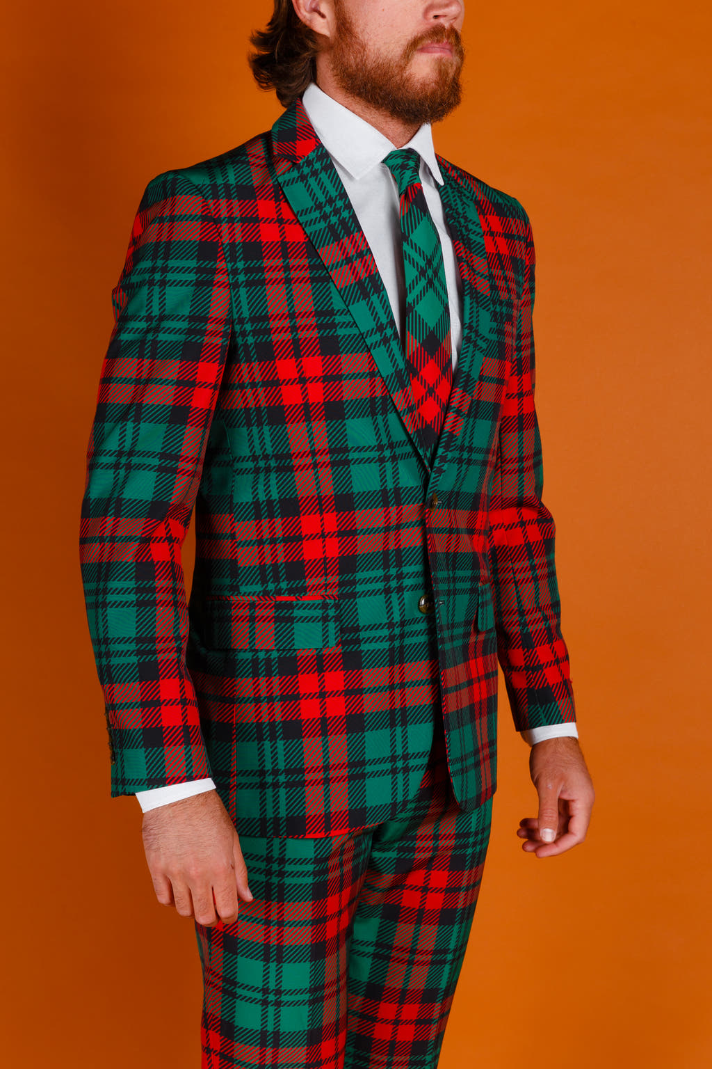 Christmas print plaid blazer