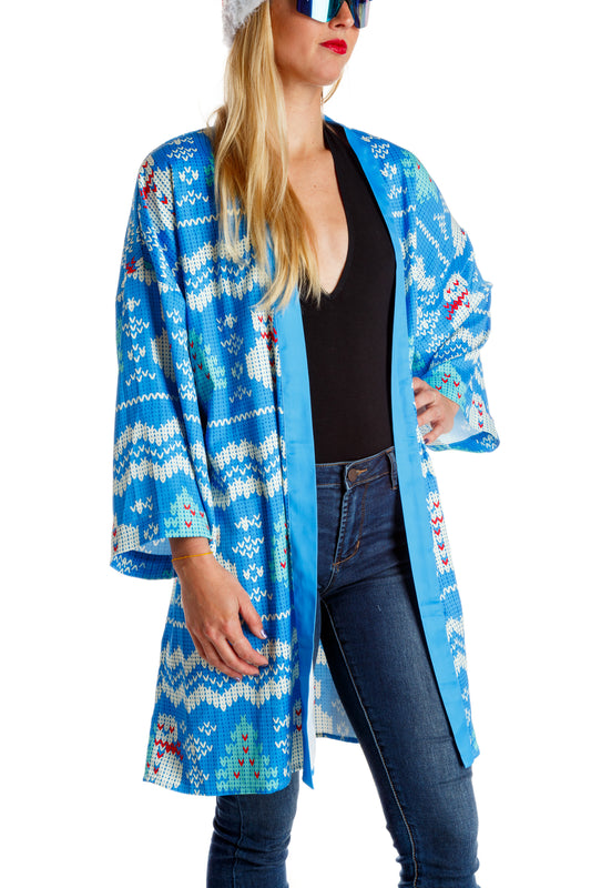 Ladies Pastel Snowmen Holiday Kimono | Just The Frosted Tips