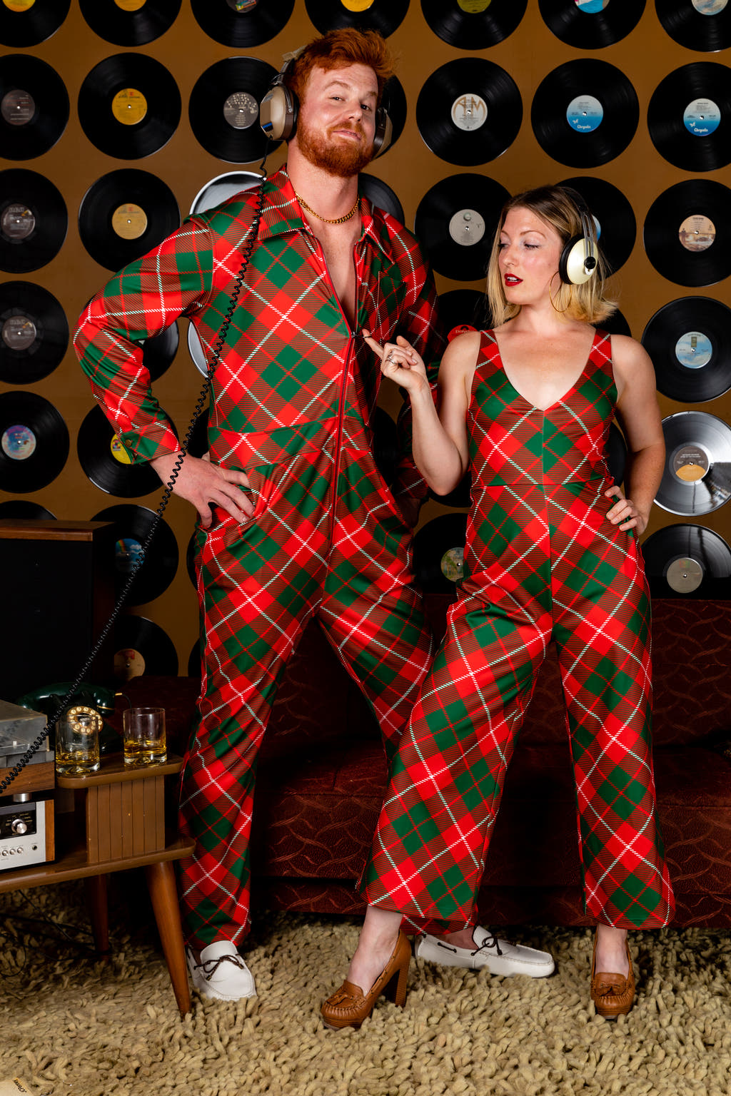 Red Plaid Christmas Retro Flight Suit