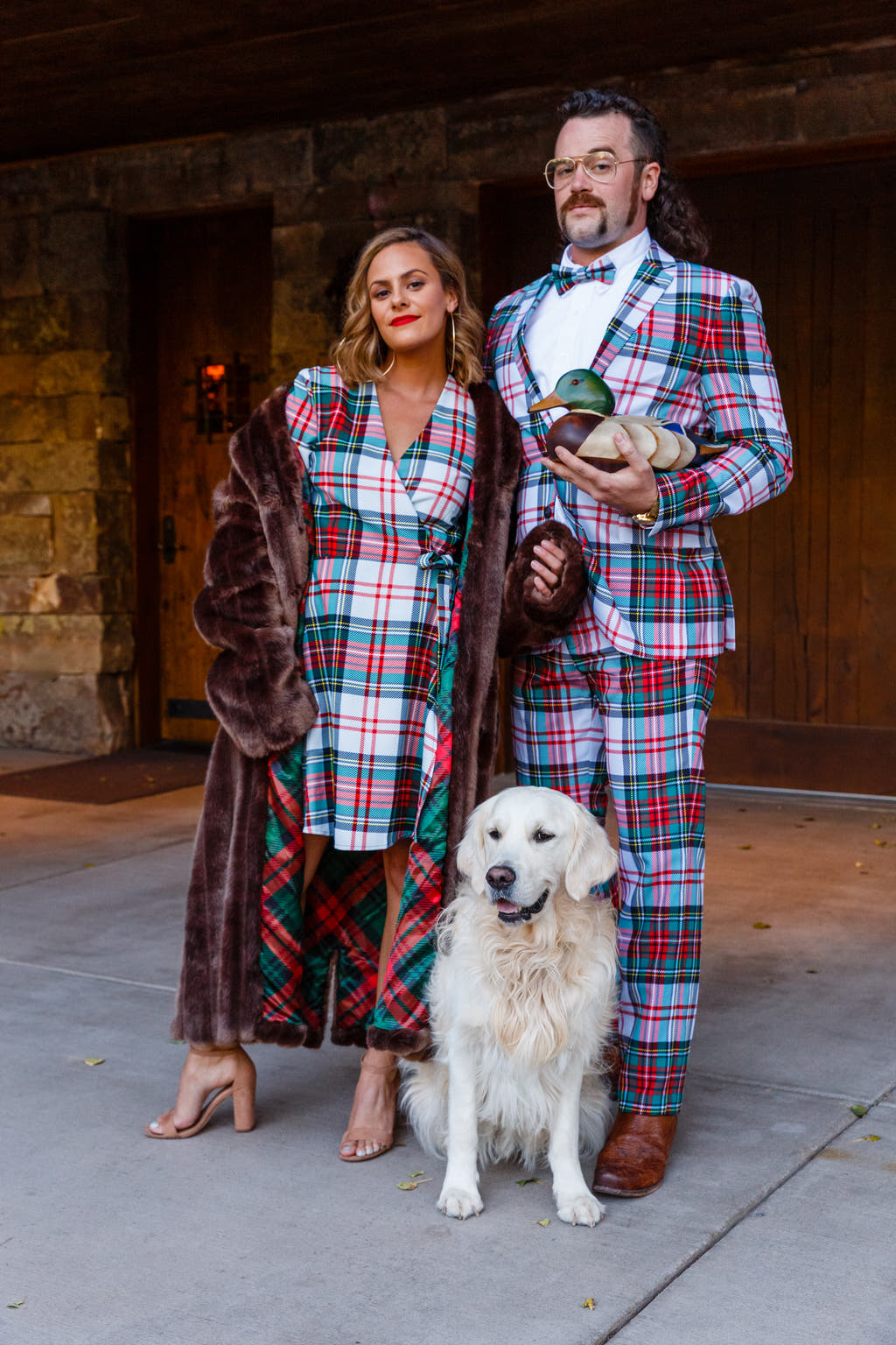 plaid christmas suit for couple