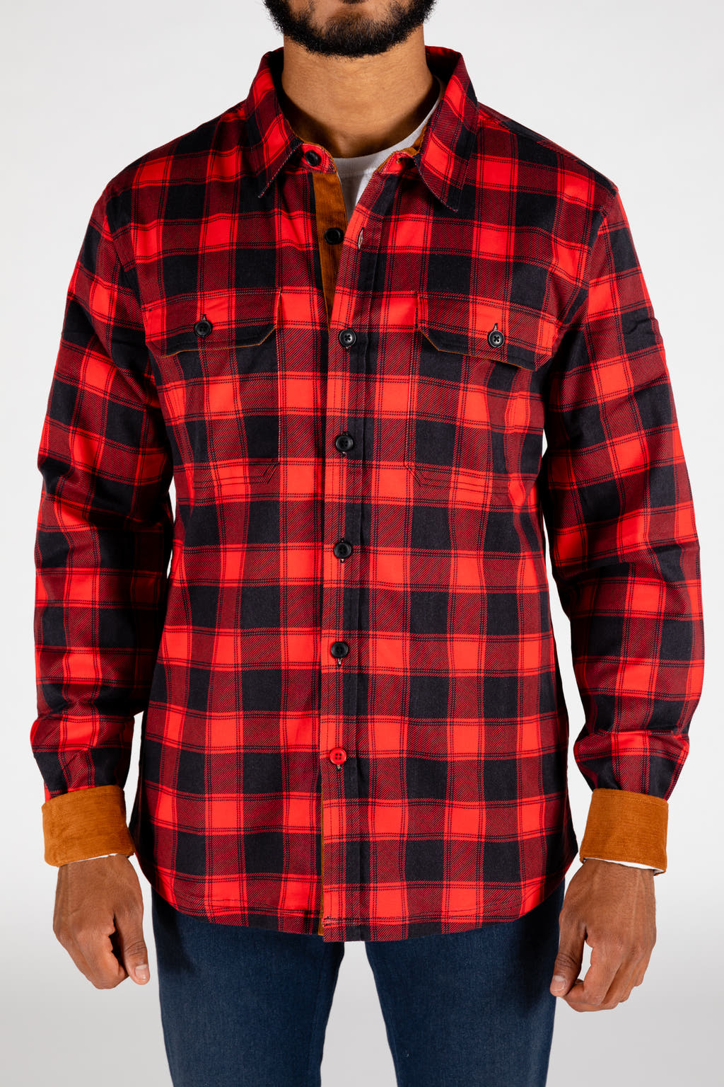 Red and black lumberjack pattern flannel