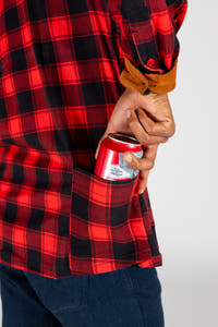 built in pocket mens flannel