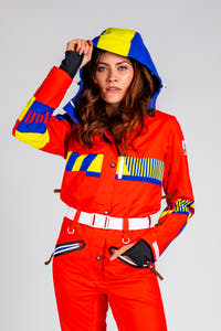 The hot tub time machine ladies hooded one piece ski suit