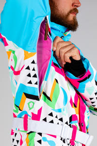 Neon ski suit with side arm pocket