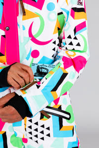 Neon abstract shapes ski suit