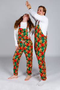 Holiday Gingerbread Pajama Overalls