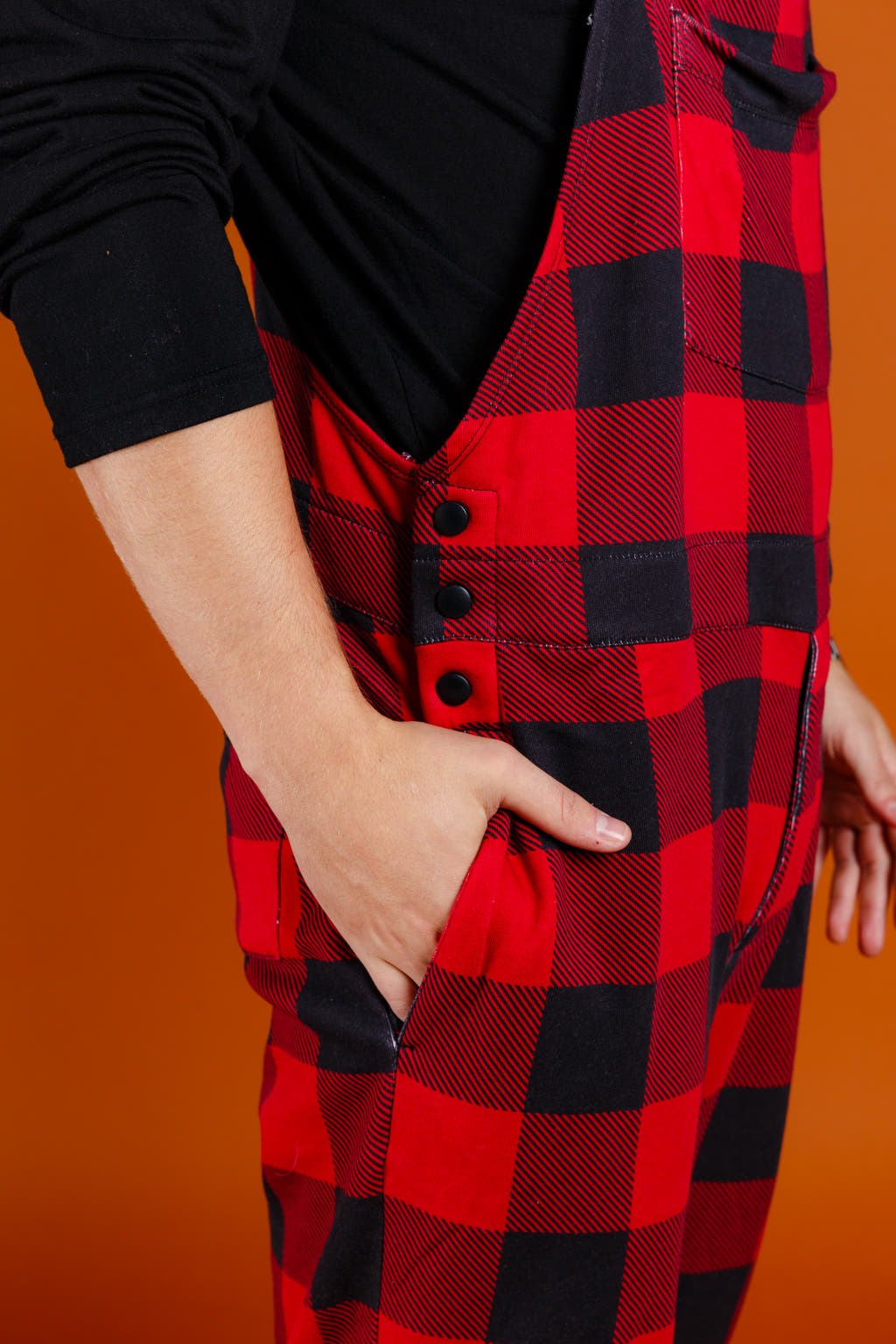 Red and black check xmas pajamaralls for men