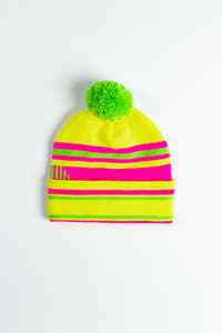 yellow neon ski beanie