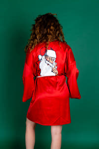 Santa Claus Print Xmas Ladies Kimono