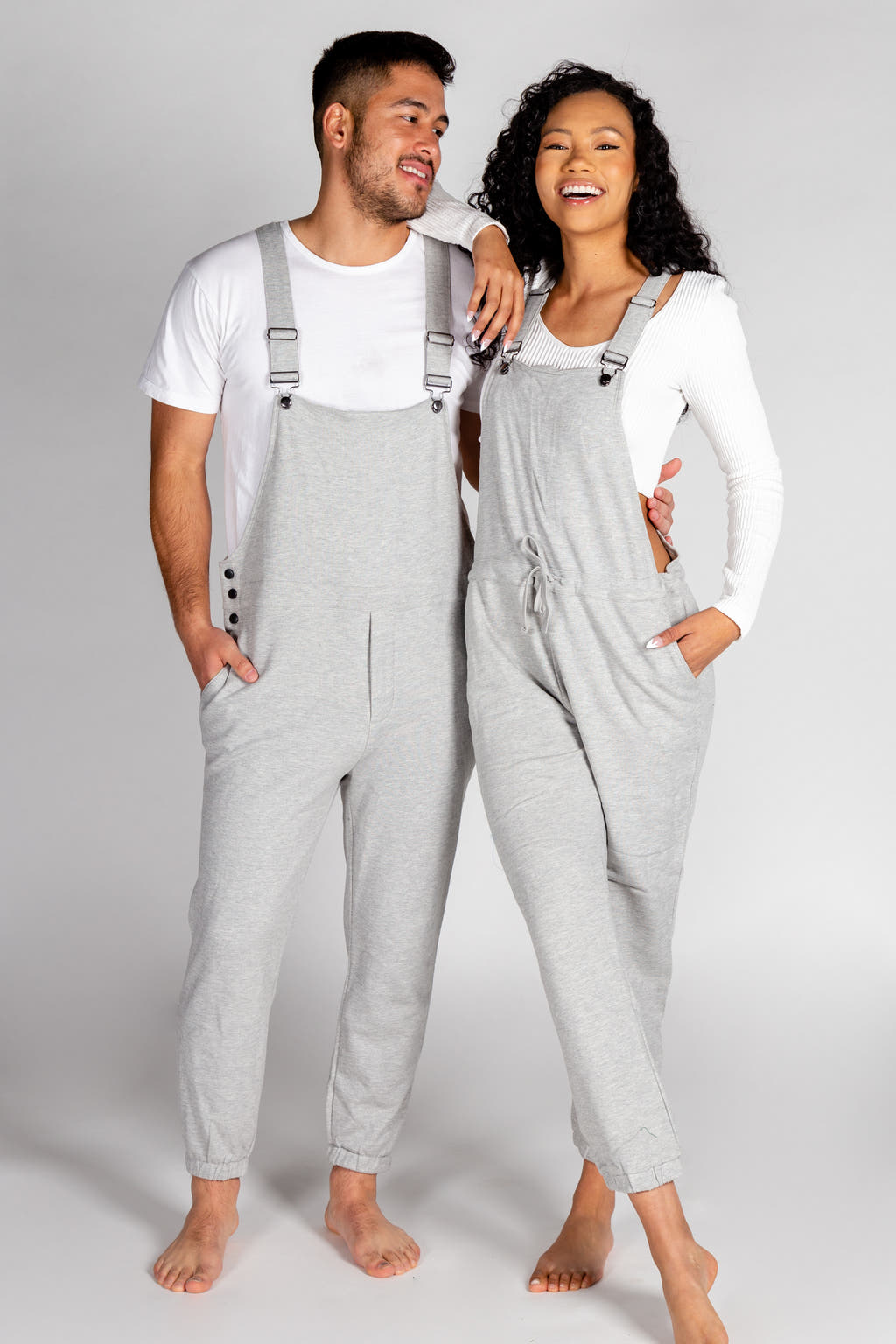 heather grey pajama overalls