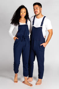 The fuzzy naval womens pajama overalls