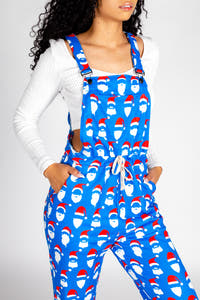 Womens Blue Santa Pajamaralls