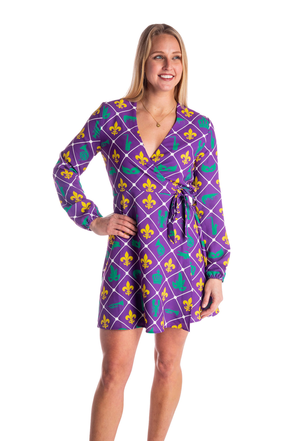 Women's Mardi Gras wrap dress 