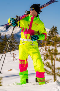 The Cat Track Fever | Mens Neon Yellow Retro Ski Suit