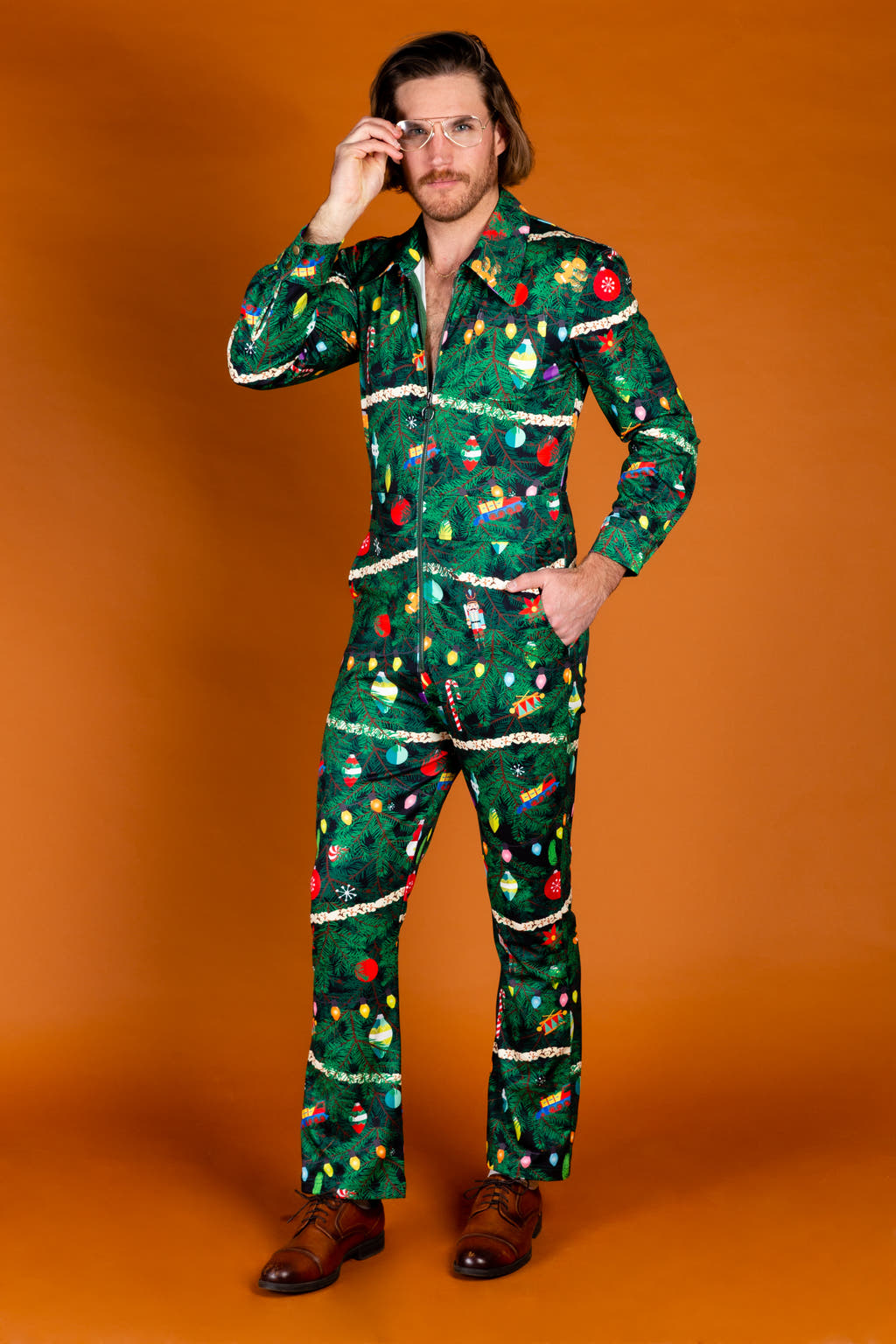 Christmas Tree Print Christmas Flight Suit for Men