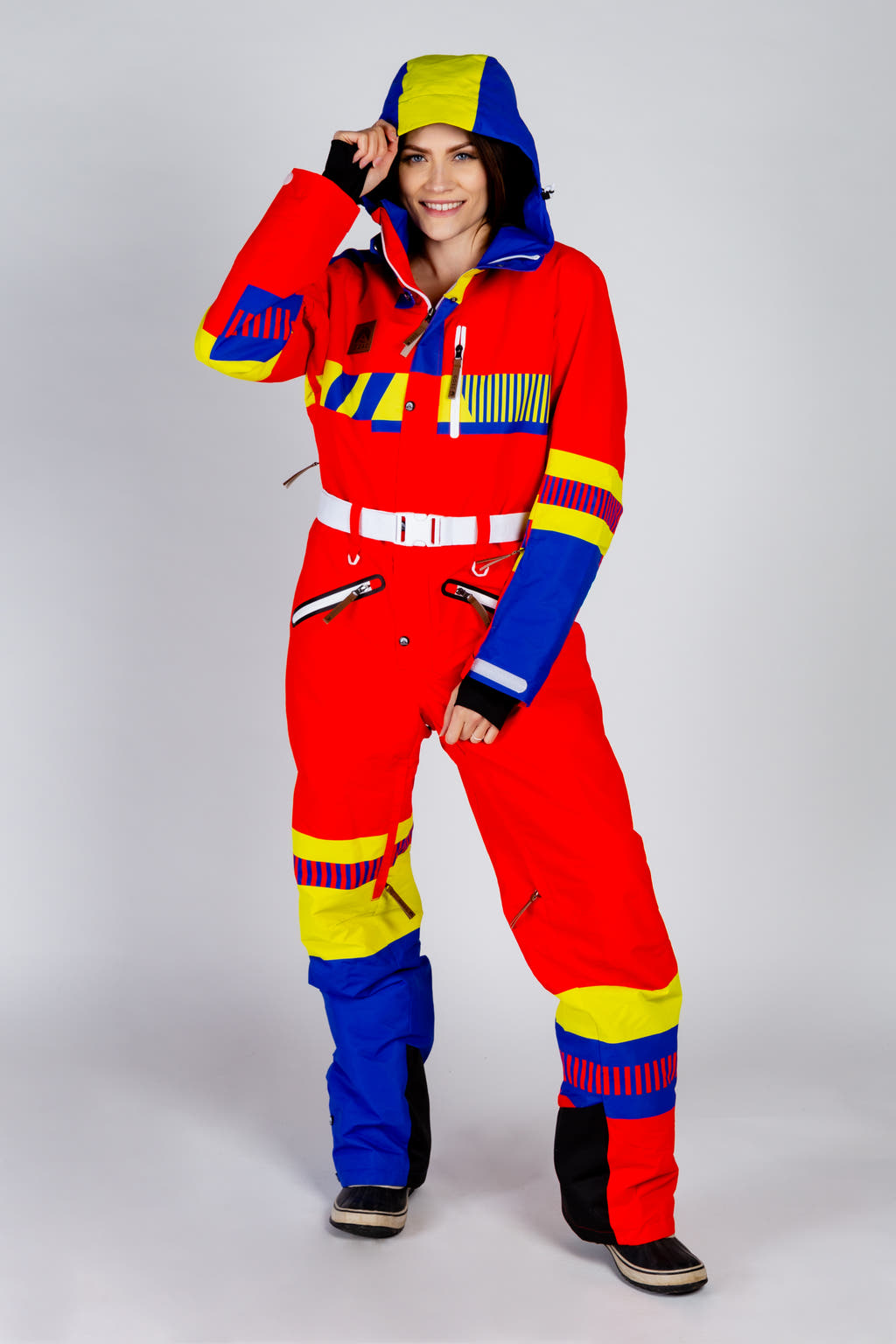 Ladies red retro unisex ski suit